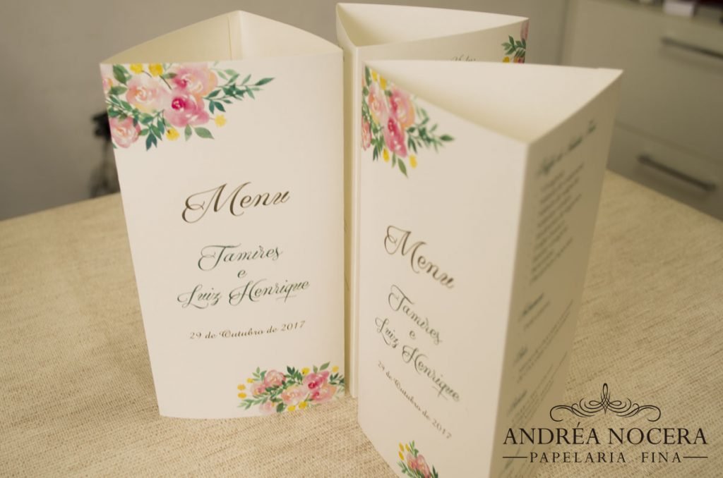 Cardápio Triangular para Casamento