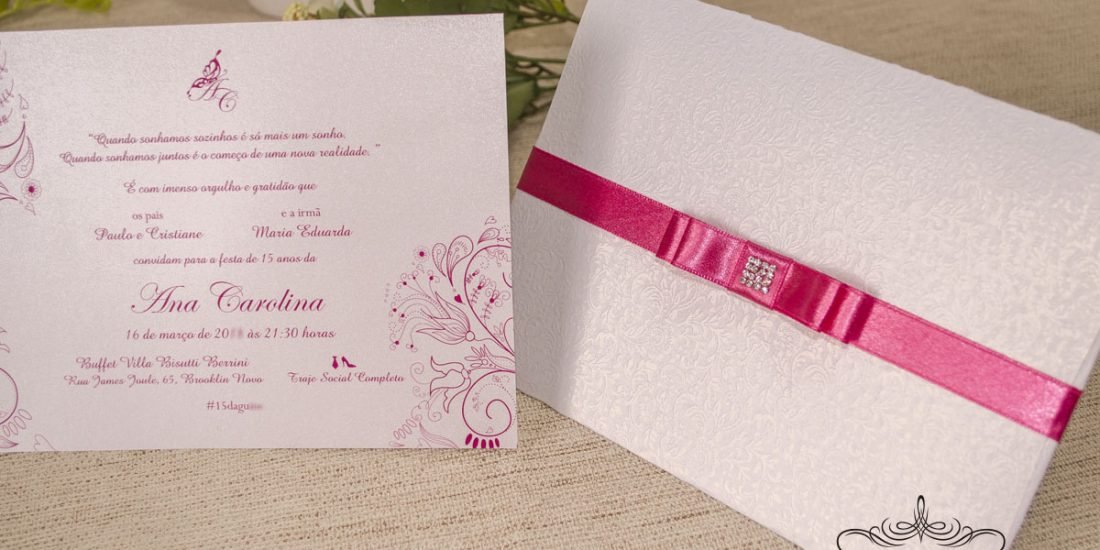 Convite de DebutanteConvite Debutante Rosa e Branco