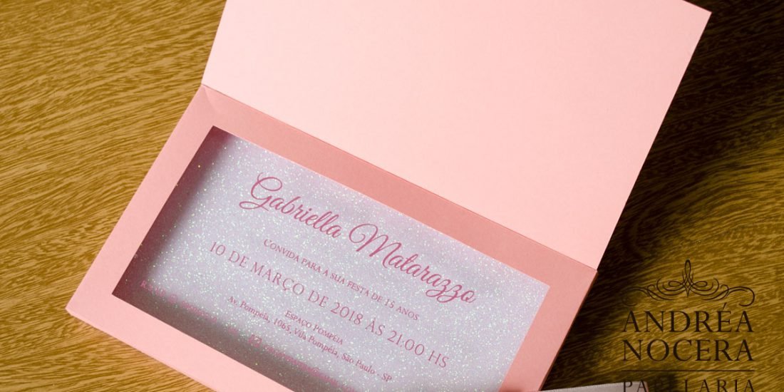 Convite de 15 anos Rosa e Prata.