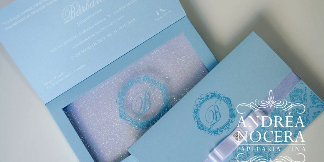 Convite de Debutante com Gliter