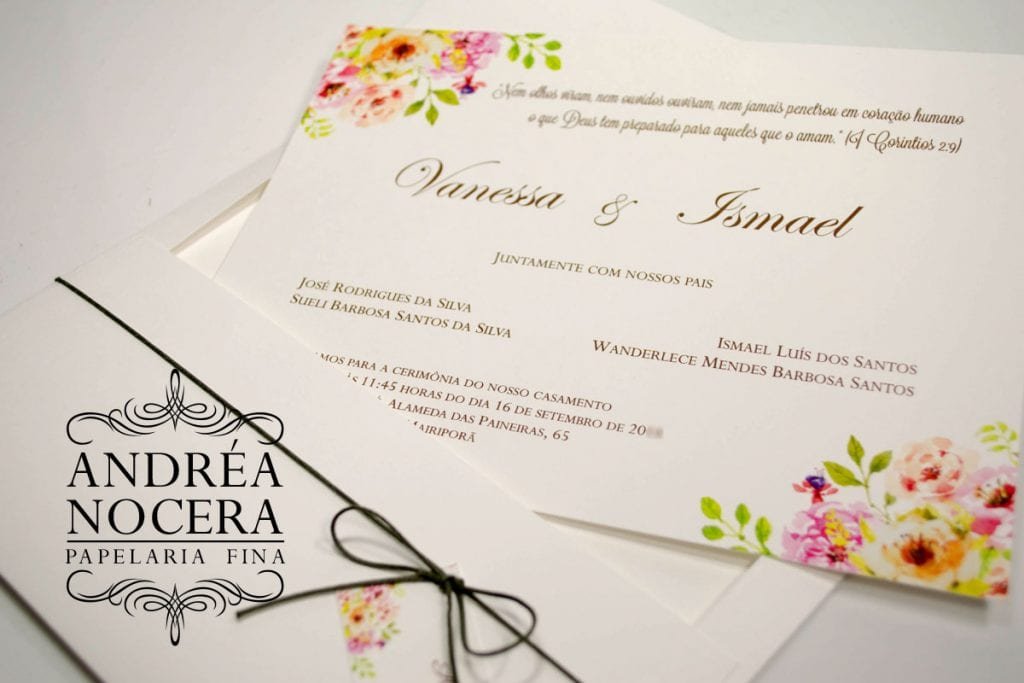 Convite de Casamento Floral Barato
