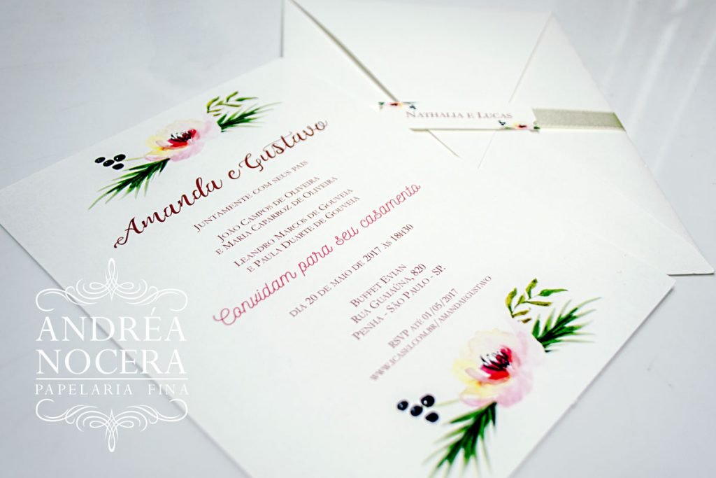Convite de Casamento Floral de Bico