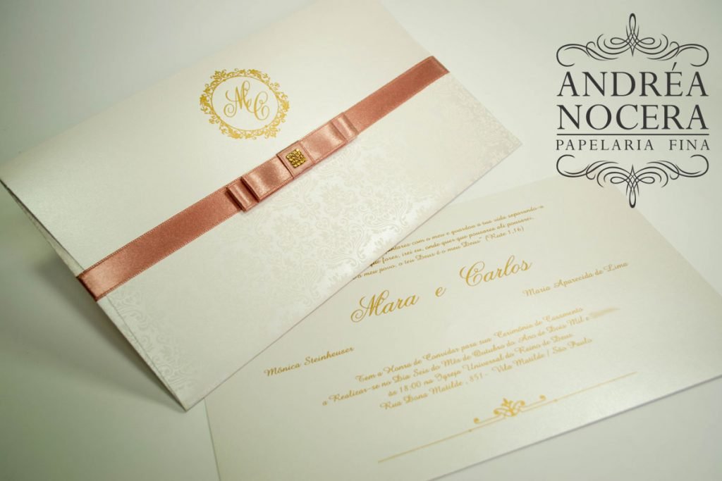 Convite Dourado e Rose