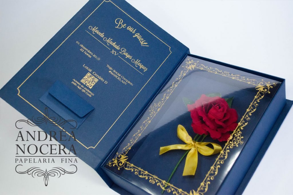 Convite para Festa com o Tema A Bela e a Fera