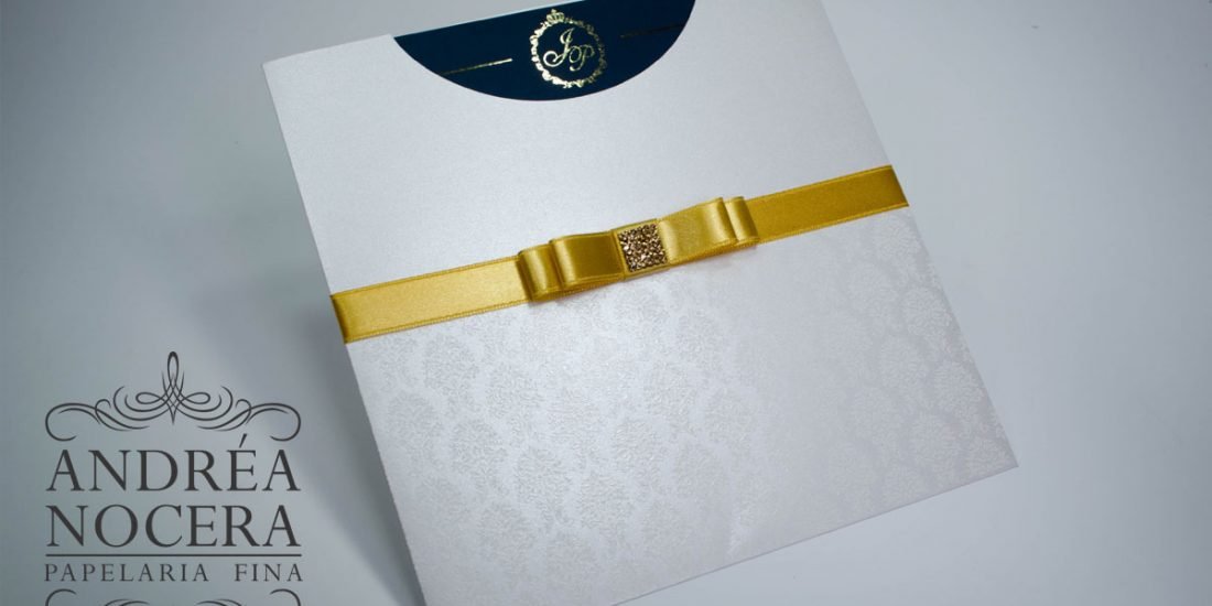 Convite Dourado e Azul Marinho