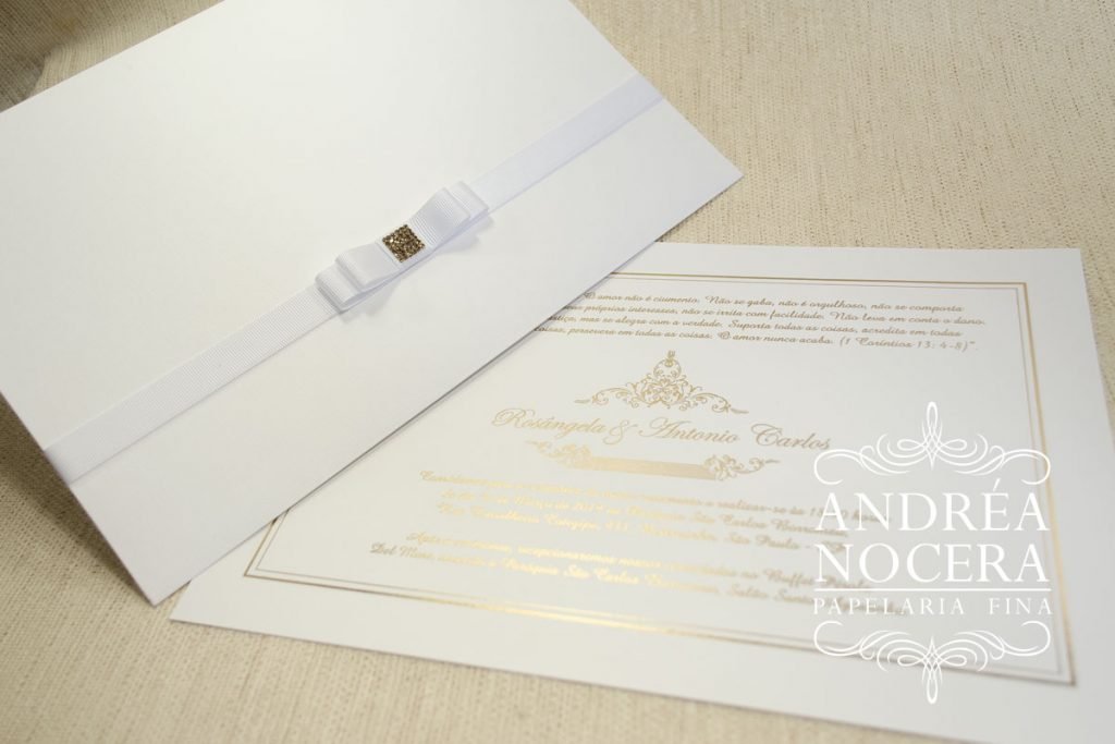 Convite de Casamento Clássico Branco