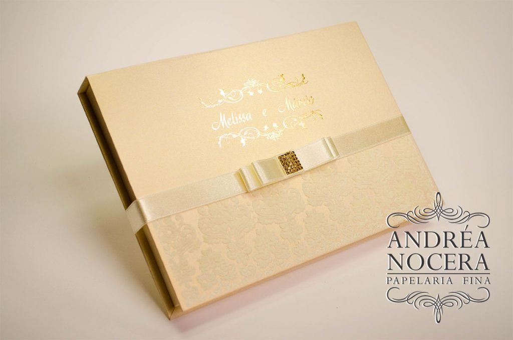 Convite de casamento box com espelho e veludo