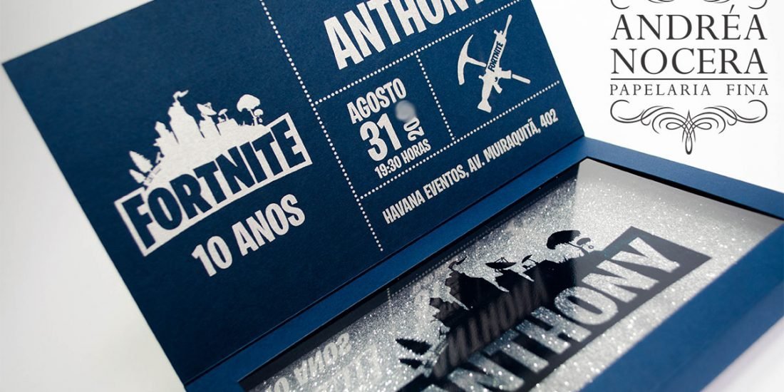 Convite com tema Fortnite