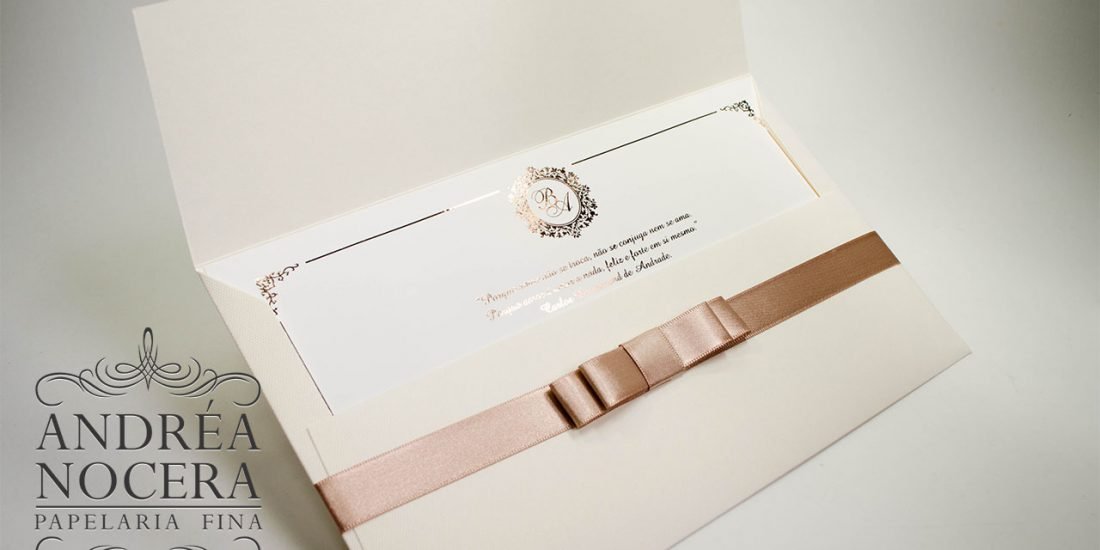 Convite de casamento rose gold