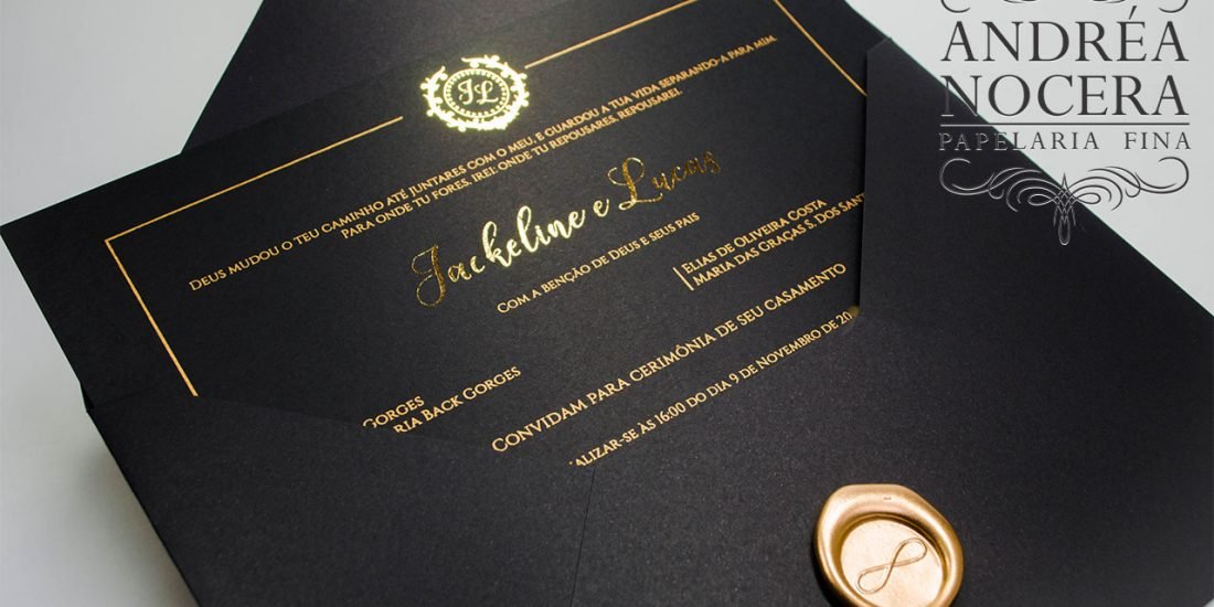 Convite clássico Preto e Dourado