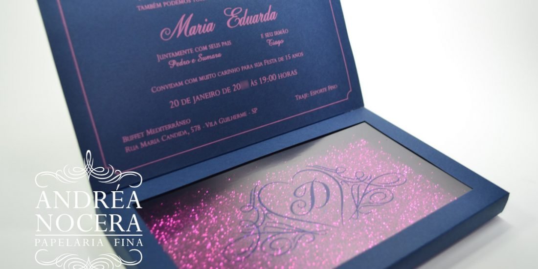 Convite de 15 anos Azul e Rosa
