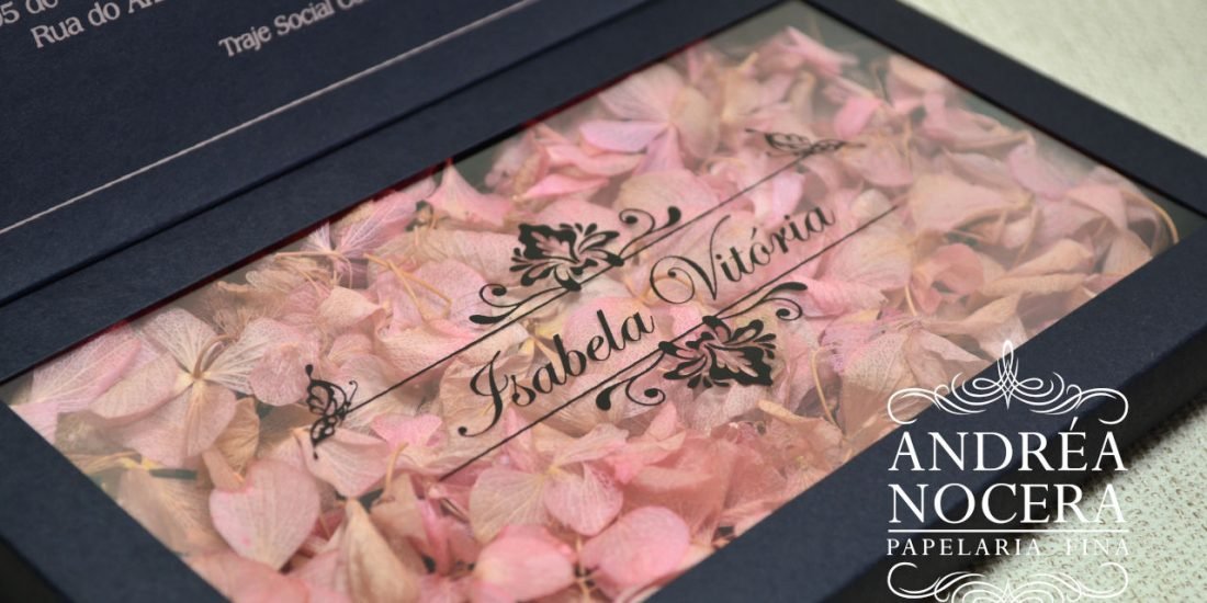 Convite de 15 anos Preto Floral