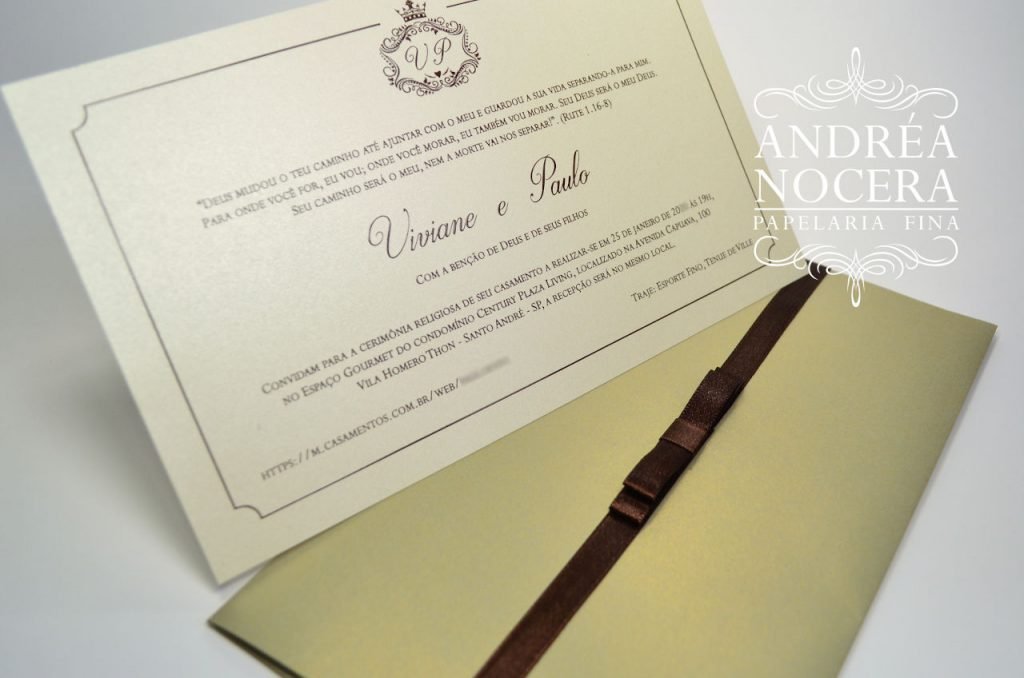 Convite de Casamento Dourado
