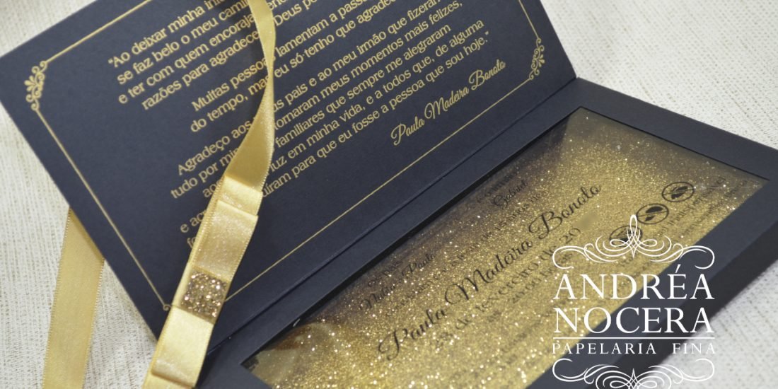 Convite de 15 anos Dourado e Preto