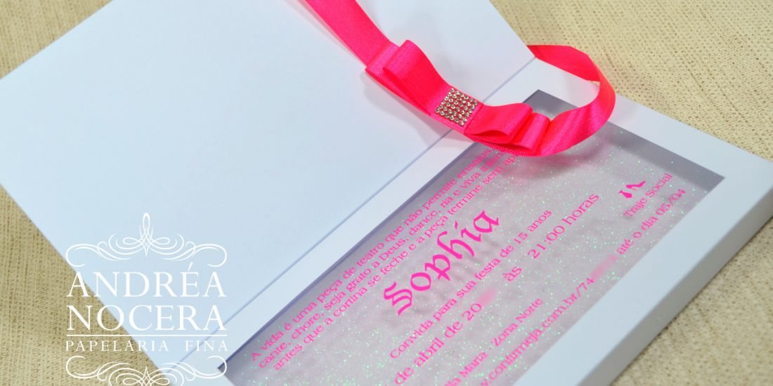 Convite 15 anos Rosa e Branco