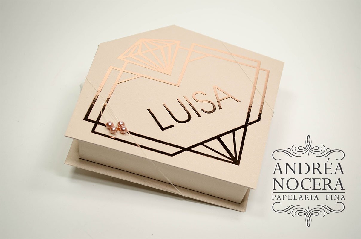 Convite de Debutante de Caixa cor Rosê