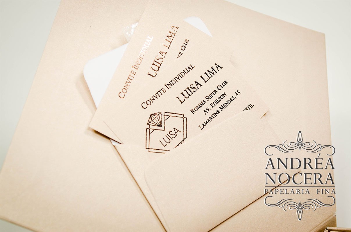 Convite de Debutante de Caixa cor Rosê