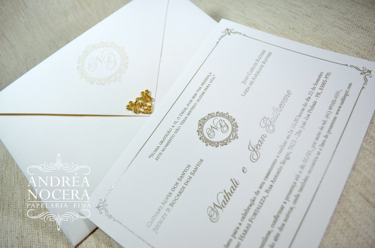 Convite de Casamento com Ponteira de Metal