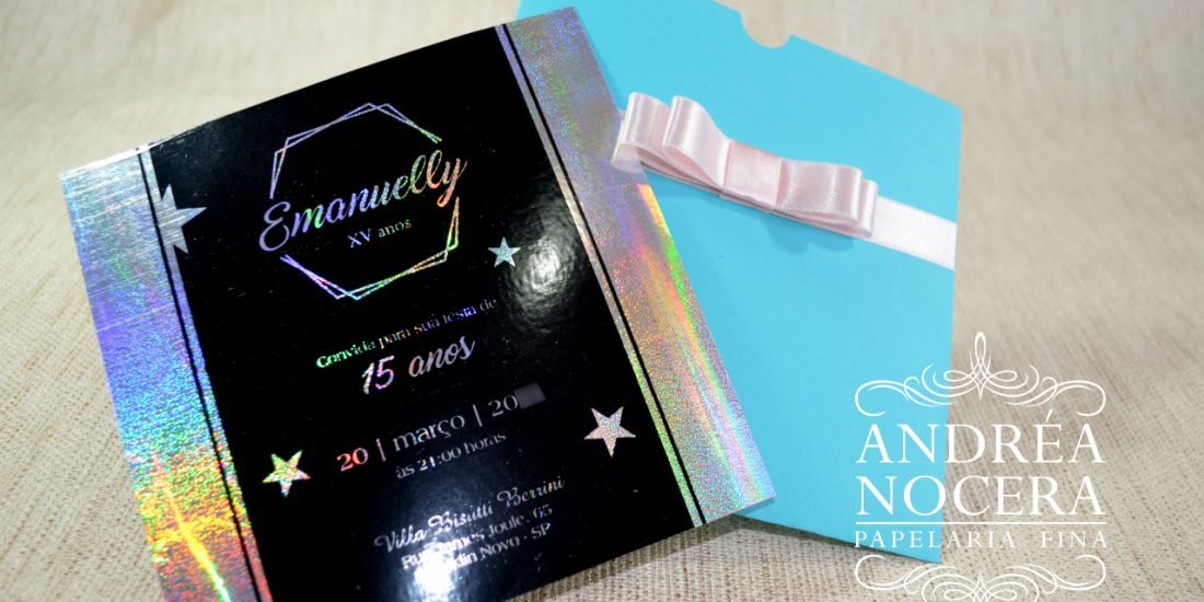 Convite de 15 anos com Papel Holográfico