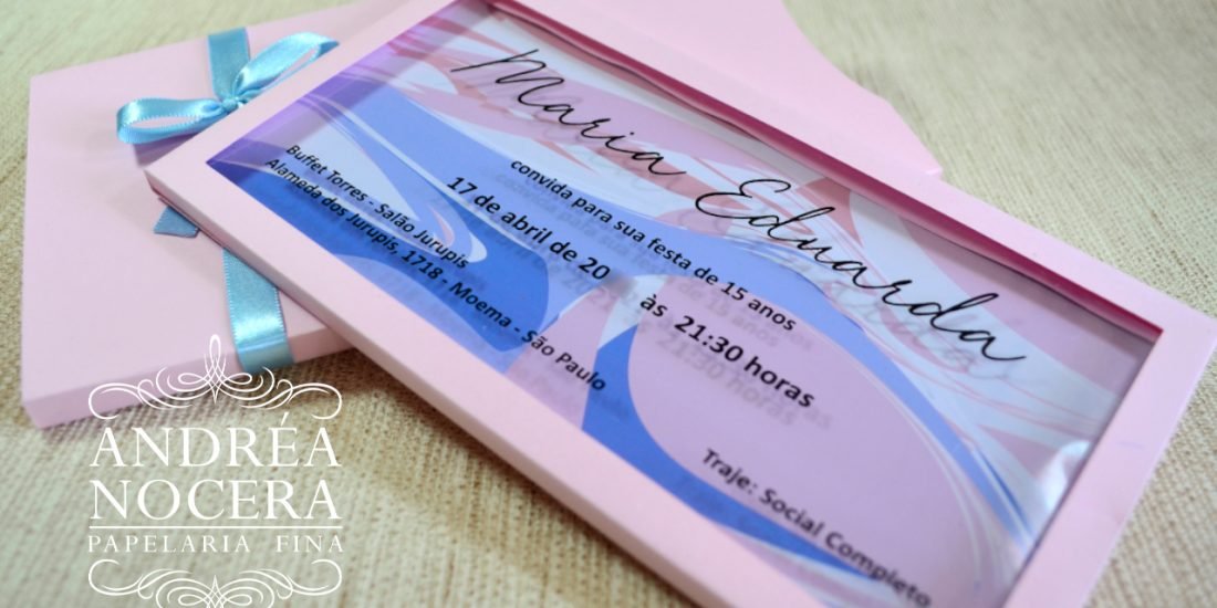 Convite de 15 anos Rosa e Azul Estilo Balada