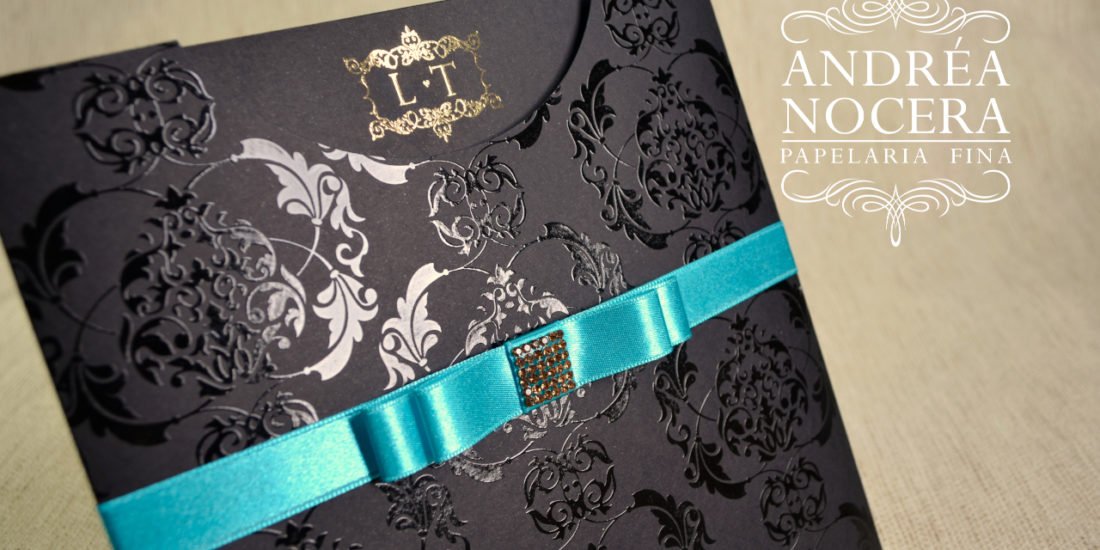 Convite de Casamento Preto e Dourado