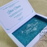 Convite de 15 anos Branco e Azul Tiffany com Gliter
