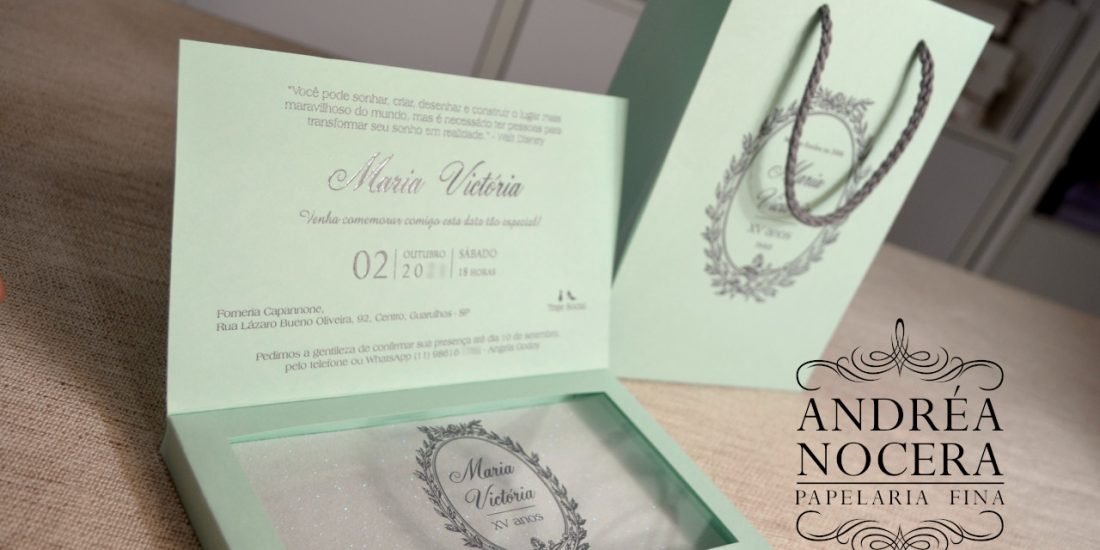 Convite de 15 anos cor Verde Água