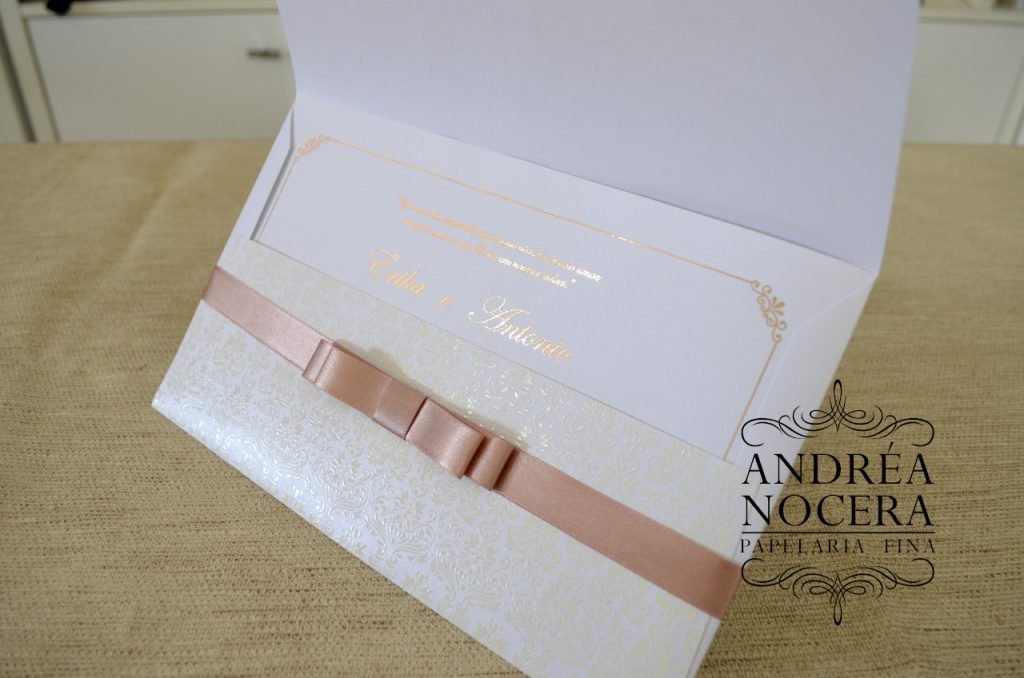 Convite de Casamento cor Rosê Gold