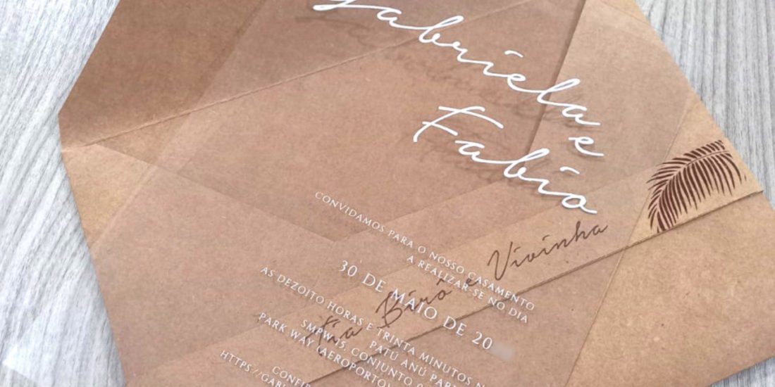 Convite Casamento Papel Kraft Acetato