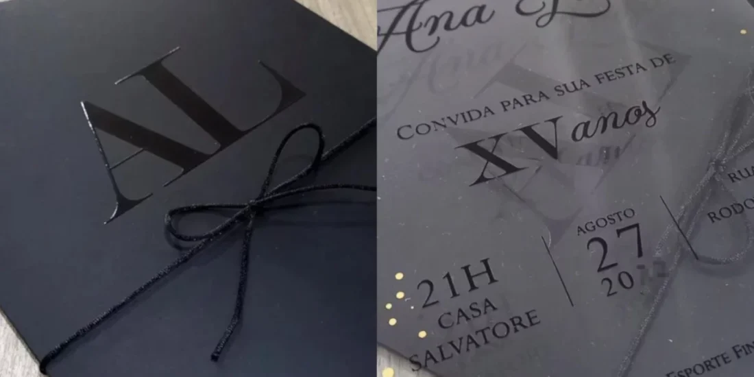 Convite de 15 Anos Acetato Gold and Black