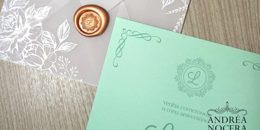 Convite de 15 Anos Floral com Papel Vegetal