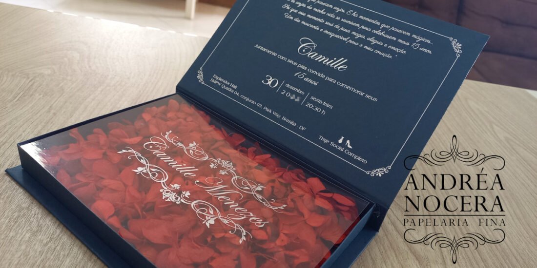 Convite Prata Azul Vermelho