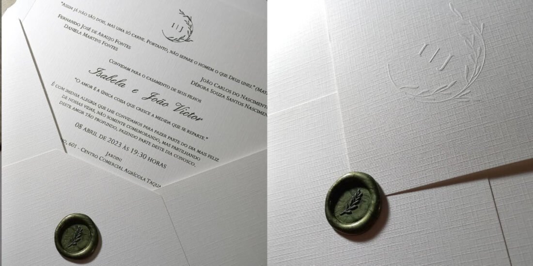 Convite de Casamento com Relevo Seco