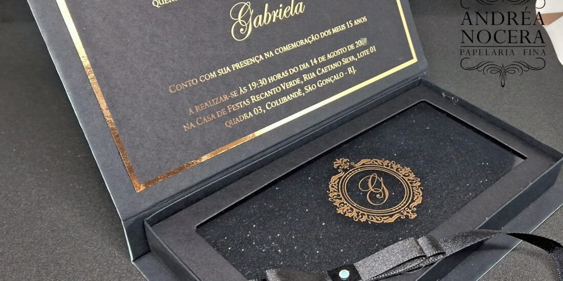 Convite Debutante Azul Claro e Preto