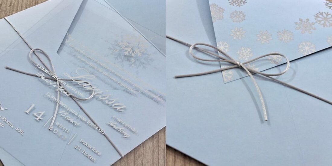 Convite 15 Anos com o Tema Neve