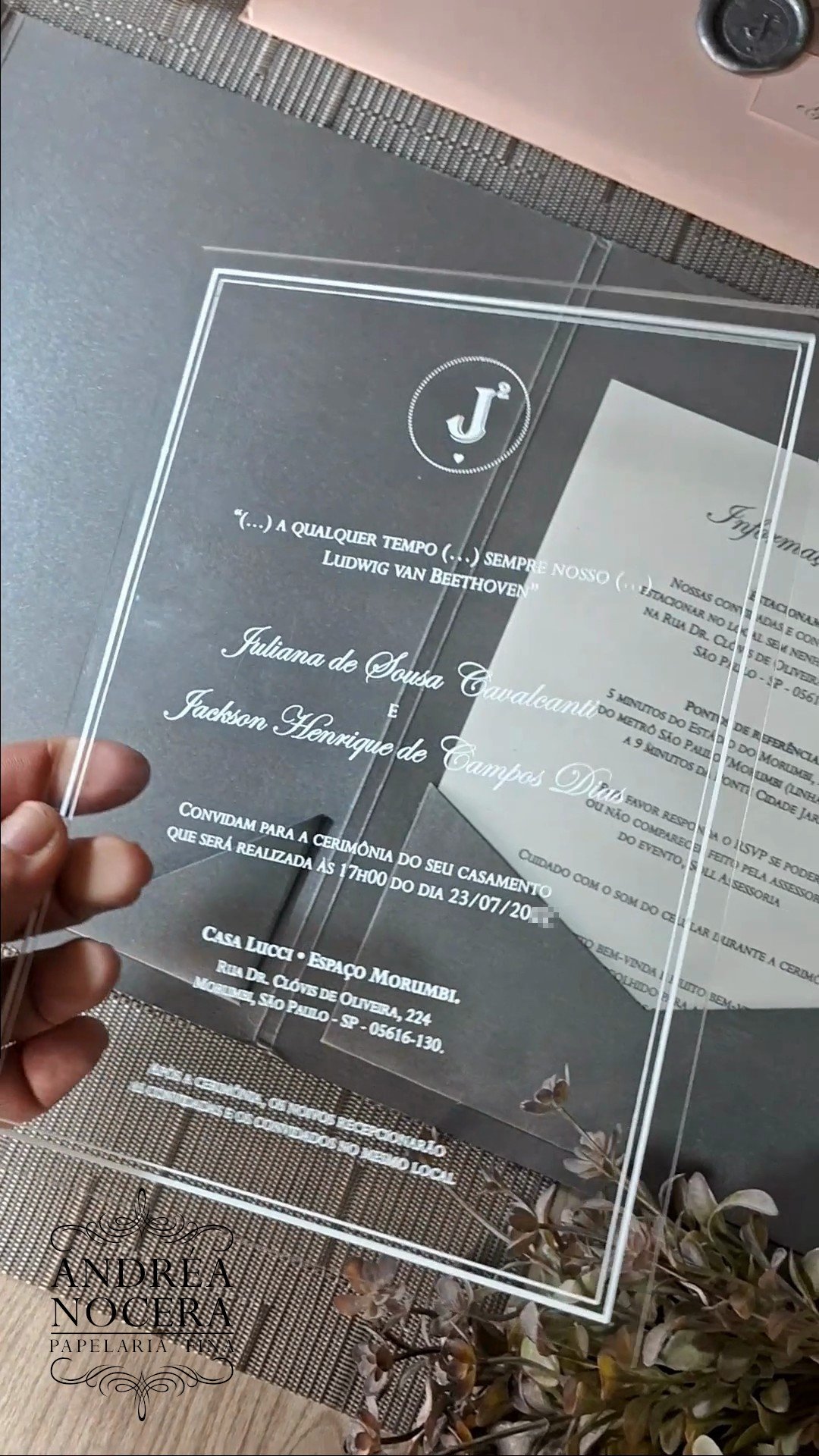 Convite de Casamento em Acrílico Convite de Casamento em Acrílico