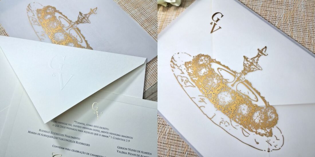 Convite Clássico com Luva em Papel Vegetal