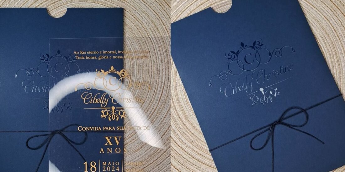 Convite de 15 Anos Azul com Acetato