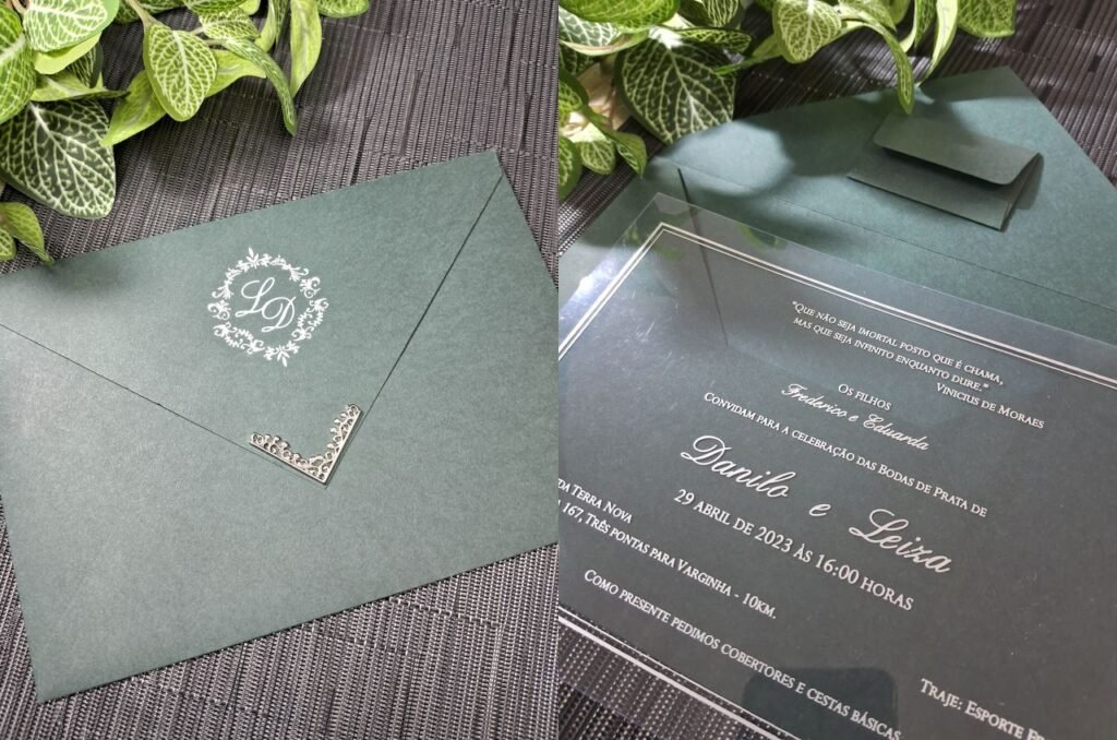 Convite de Casamento com Texto impresso no Acetato