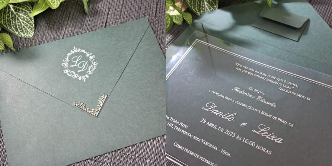 Convite de Casamento com Texto impresso no Acetato