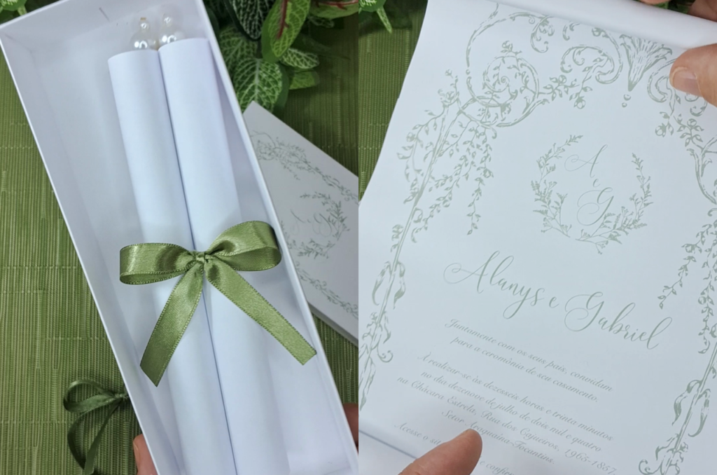 Convite Pergaminho com Caixa para Casamento