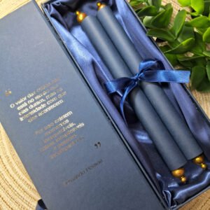 Convite Estilo Pergaminho Azul e Dourado