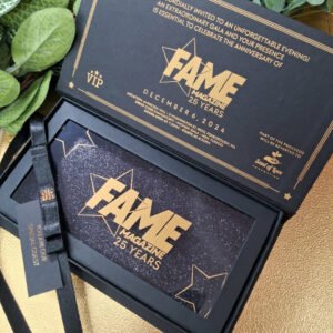 Convite Cartonado de Luxo para Evento Empresarial Preto e Dourado