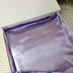 Convite de Luxo para Casamento Cartonado com Forro de Cetim